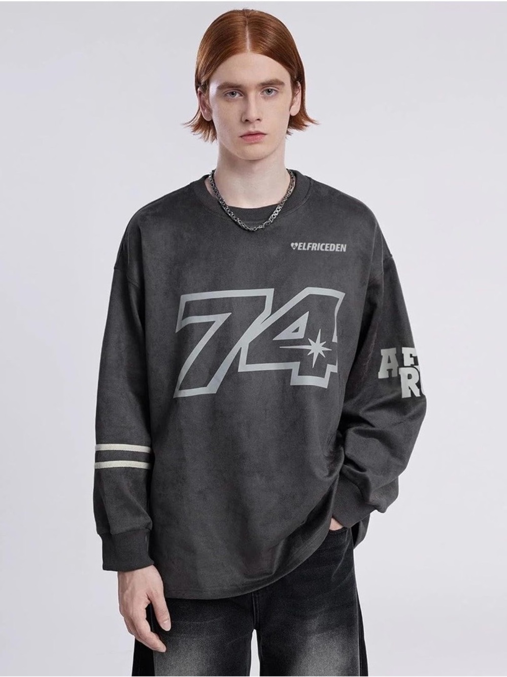 Aelfric Eden 74 Graphic Oversized Long Sleeve Shirt Size Medium Y2K Streetwear